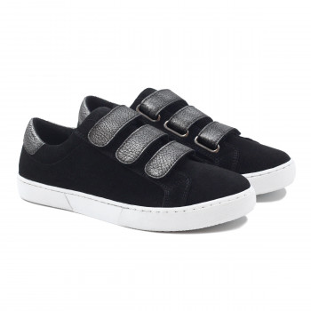 baskets a scratch cuir daim noir & argente jules & jenn