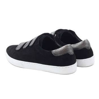vue arriere baskets a scratch cuir daim noir & argente jules & jenn