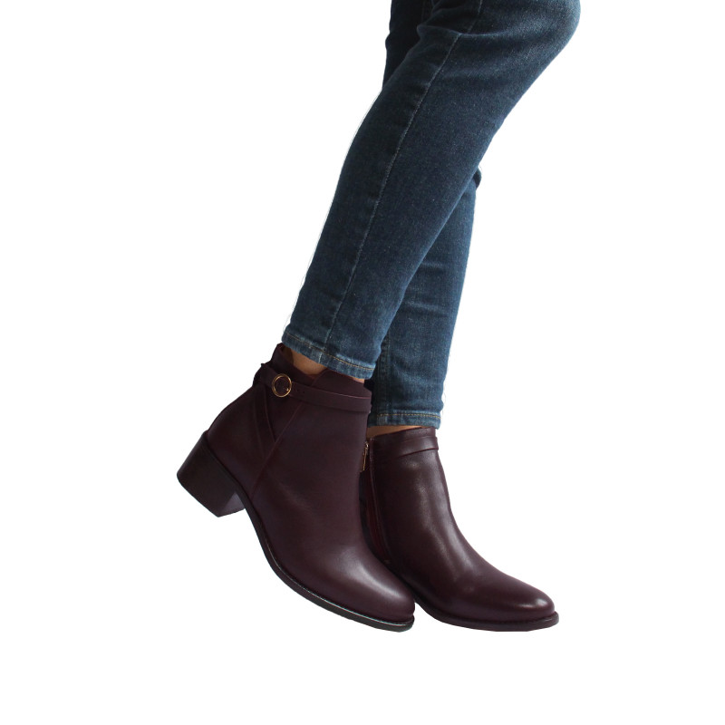 vue portee bottines cavaliere cuir bordeaux jules & jenn