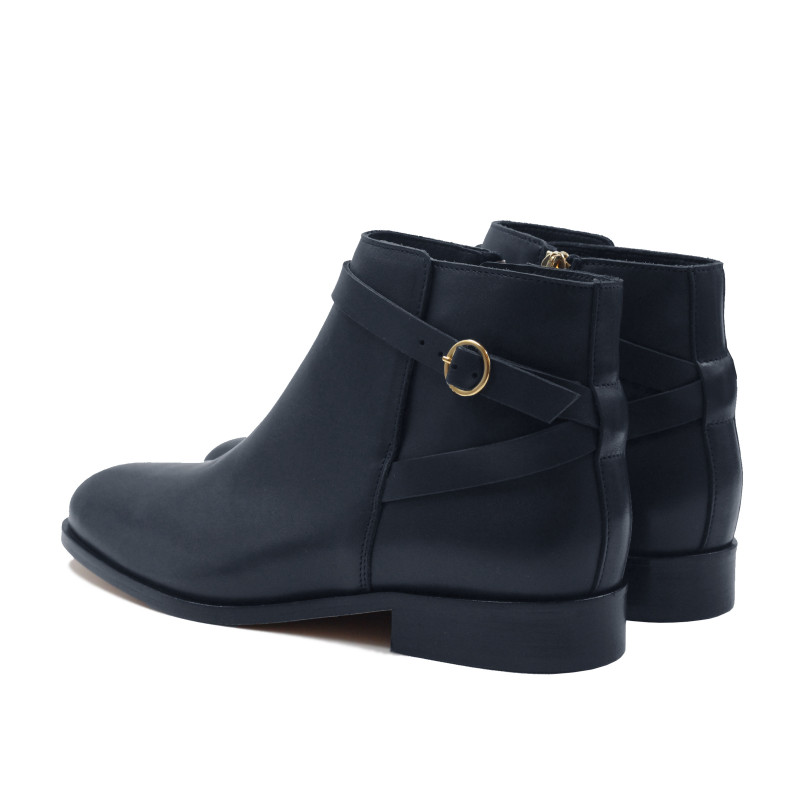 vue arriere bottines cavalieres plates cuir bleu jules & jenn