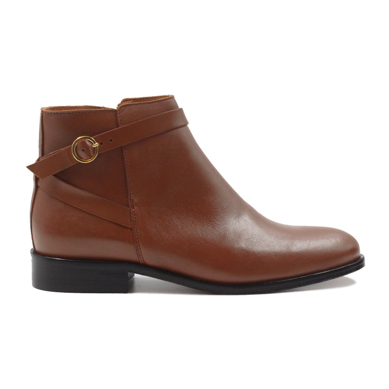 vue exterieur bottines cavalieres plates cuir camel jules & jenn