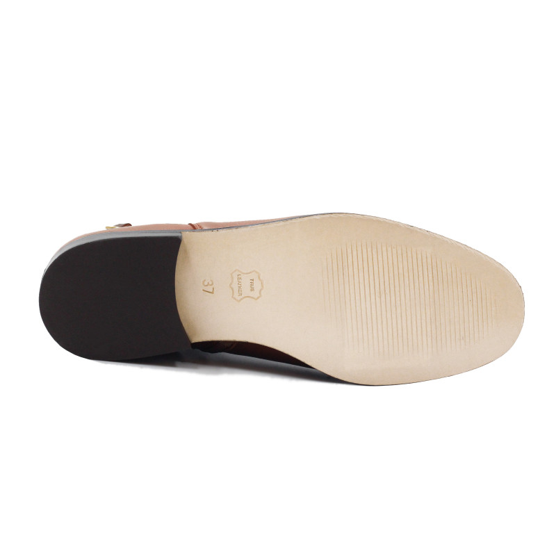 vue dessous bottines cavalieres plates cuir camel jules & jenn