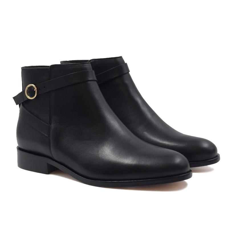 bottines cavalieres plates cuir noir jules & jenn