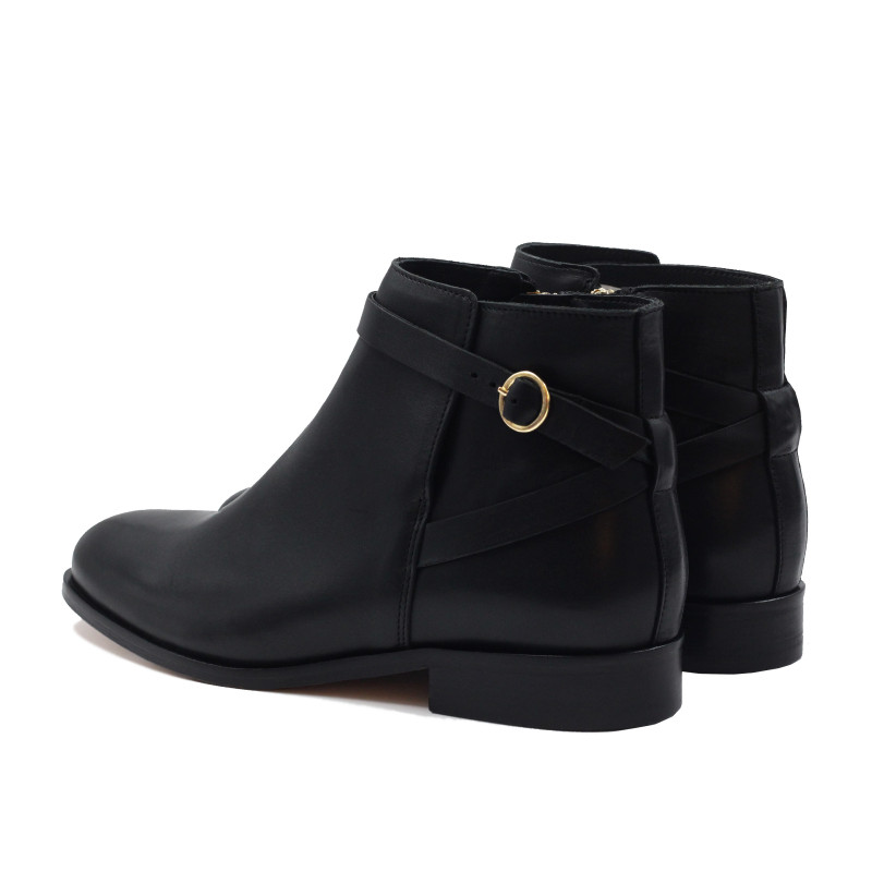 vue arriere bottines cavalieres plates cuir noir jules & jenn