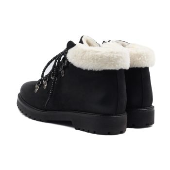 vue arriere bottines fourrees cuir nubuck noir jules & jenn