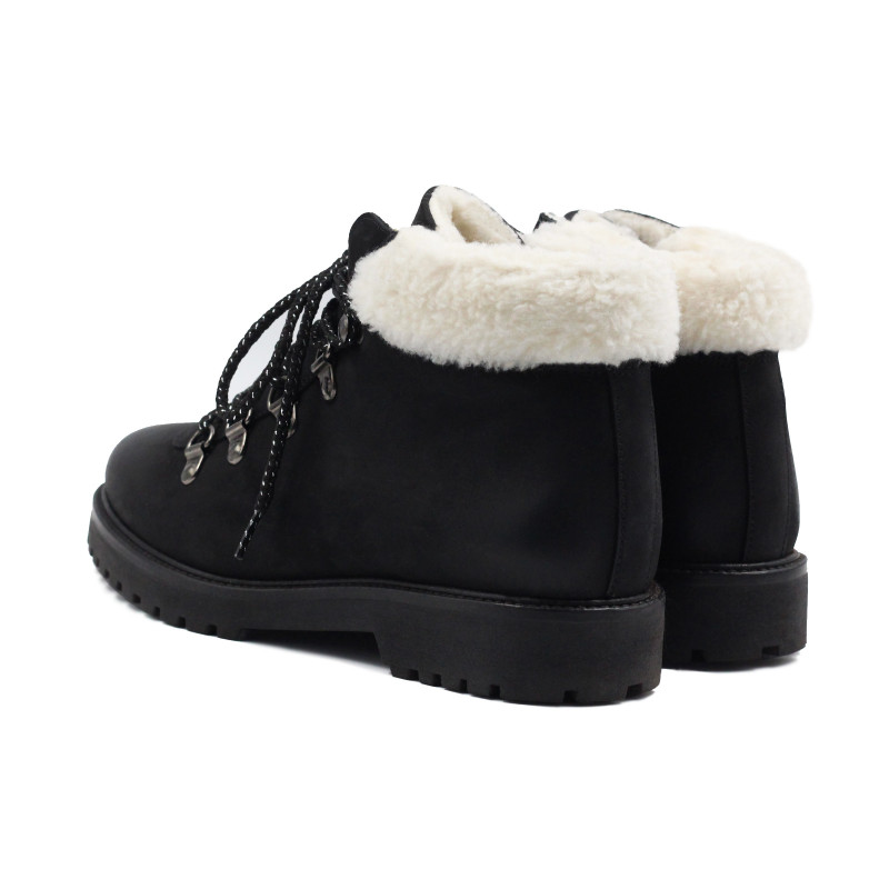 vue arriere bottines fourrees cuir nubuck noir jules & jenn
