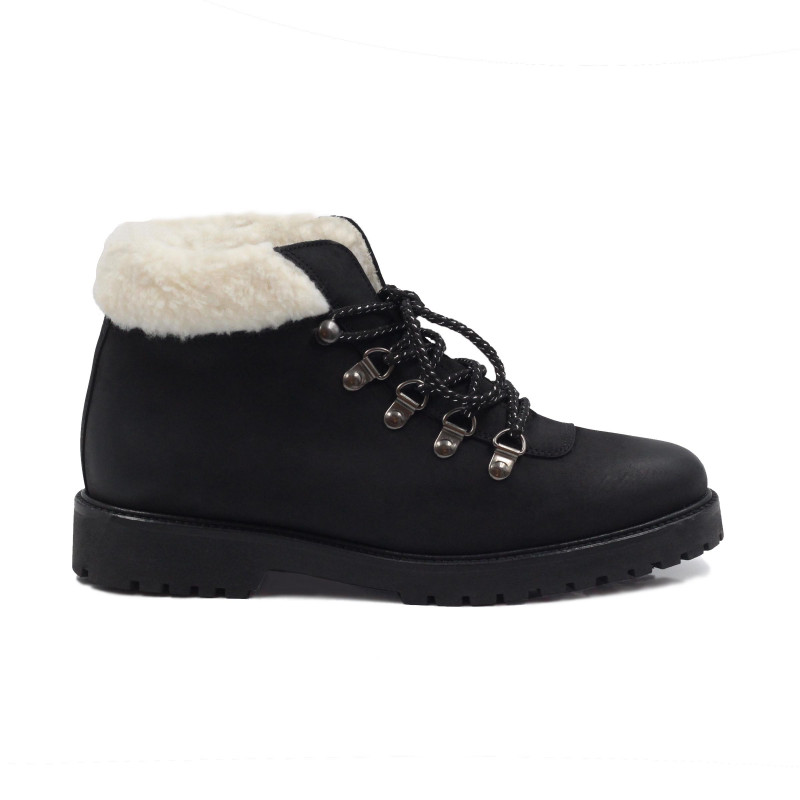 vue exterieur bottines fourrees cuir nubuck noir jules & jenn