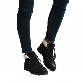 vue portee bottines fourrees cuir nubuck noir jules & jenn