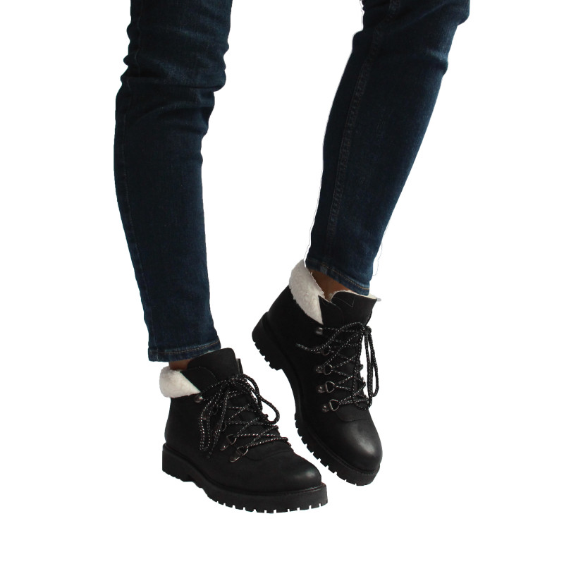 vue portee bottines fourrees cuir nubuck noir jules & jenn