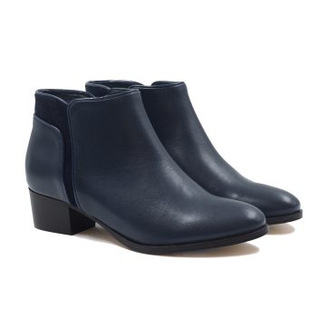 bottines moyen talon cuir bleu jules & jenn