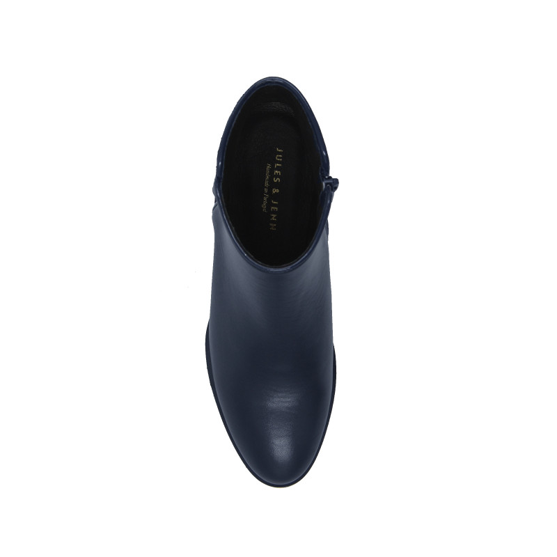 vue dessus bottines moyen talon cuir bleu jules & jenn