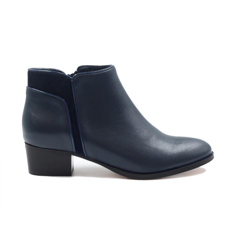 vue exterieur bottines moyen talon cuir bleu jules & jenn
