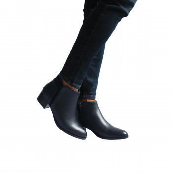 vue portee bottines moyen talon cuir bleu jules & jenn