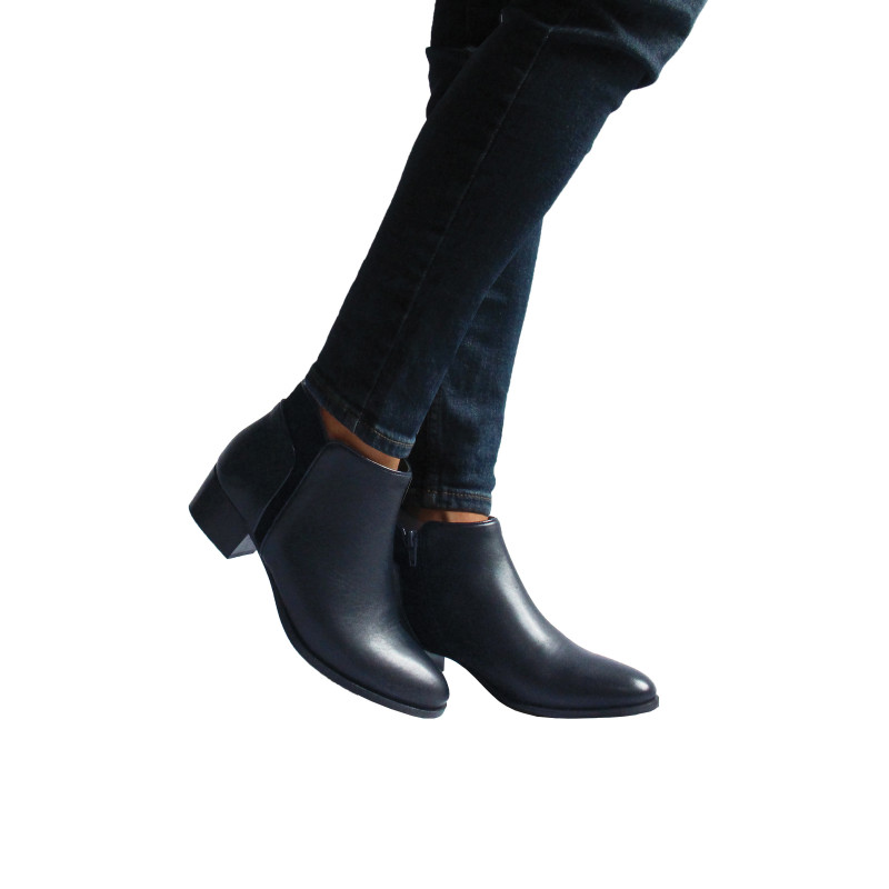 vue portee bottines moyen talon cuir bleu jules & jenn
