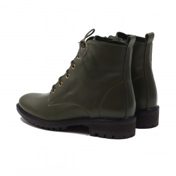 vue arriere bottines plates a lacets cuir kaki jules & jenn