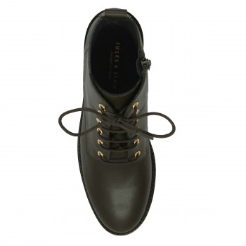 vue dessus bottines plates a lacets cuir kaki jules & jenn