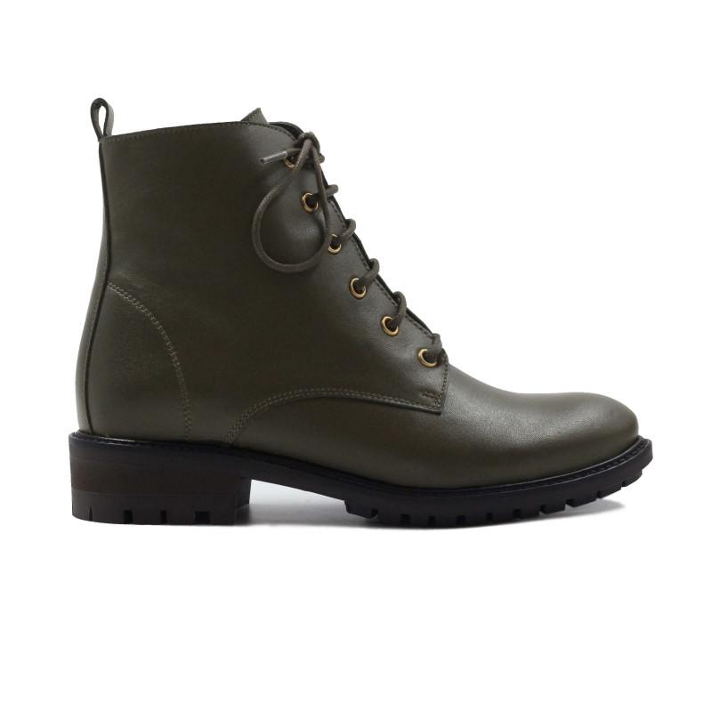 vue exterieur bottines plates a lacets cuir kaki jules & jenn