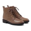 bottines plates a lacets cuir taupe jules & jenn