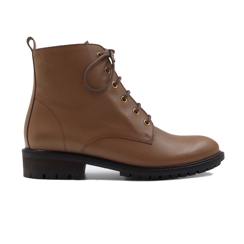 vue exterieur bottines plates a lacets cuir taupe jules & jenn
