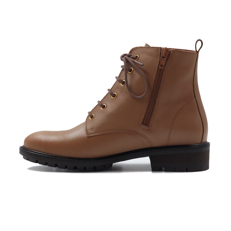 vue interieur bottines plates a lacets cuir taupe jules & jenn