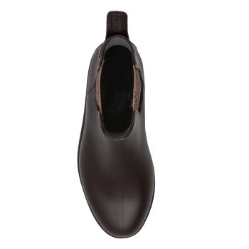 vue dessus bottines de pluie caoutchouc marron & bronze jules & jenn