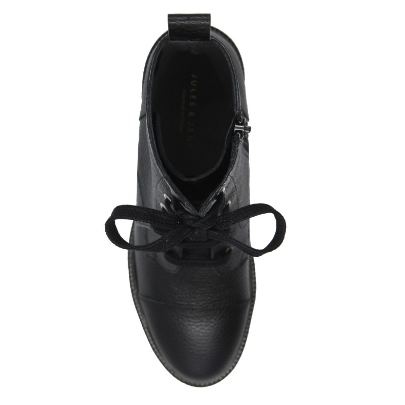 vue dessus bottines ranger cuir graine noir jules & jenn