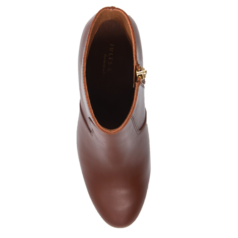 vue dessus bottines talon essentielles cuir camel jules & jenn