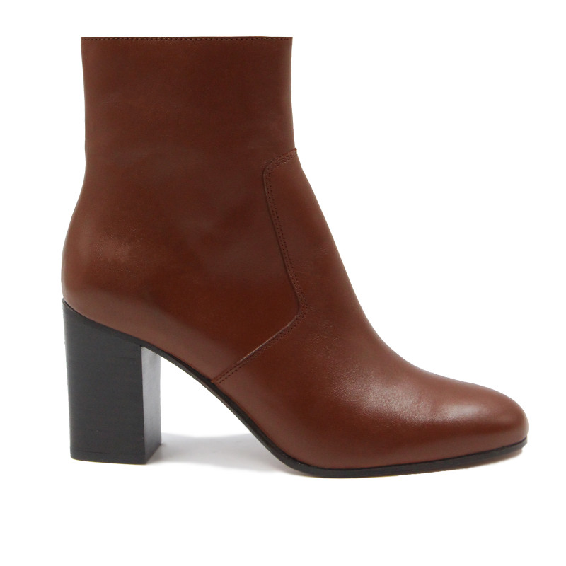 vue exterieur bottines talon essentielles cuir camel jules & jenn