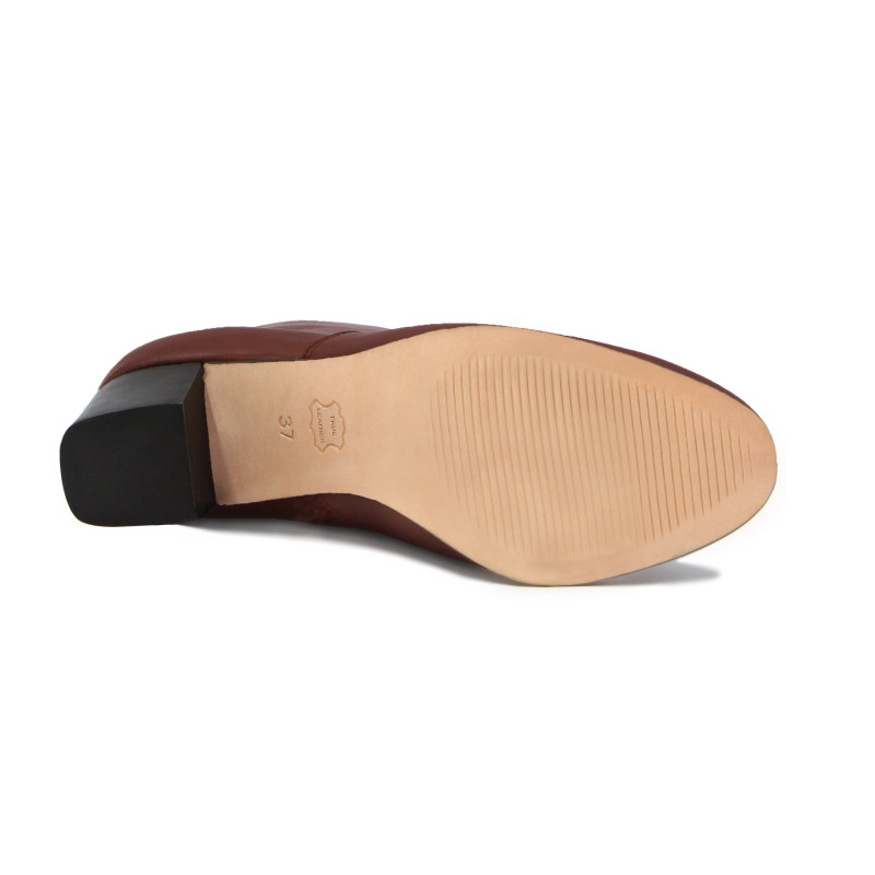 vue dessous bottines talon essentielles cuir camel jules & jenn