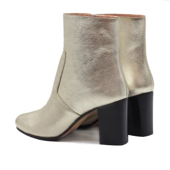 vue arriere bottines talon essentielles cuir metallise dore