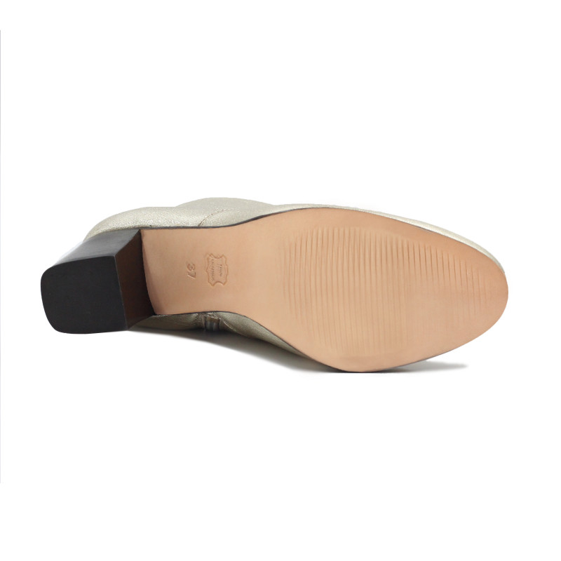 vue dessous bottines talon essentielles cuir metallise dore