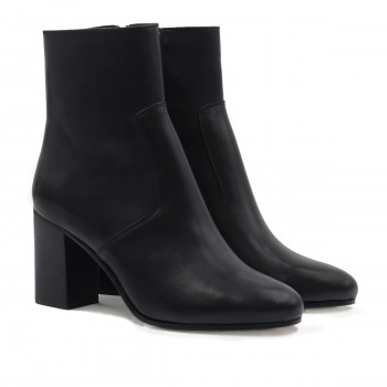 bottines talon essentielles cuir noir