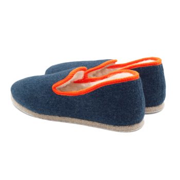 vue arriere charentaises bleu denim orange jules & jenn
