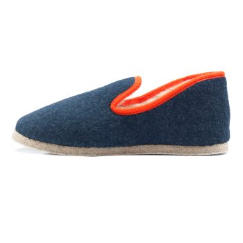 vue interieur charentaises bleu denim orange jules & jenn