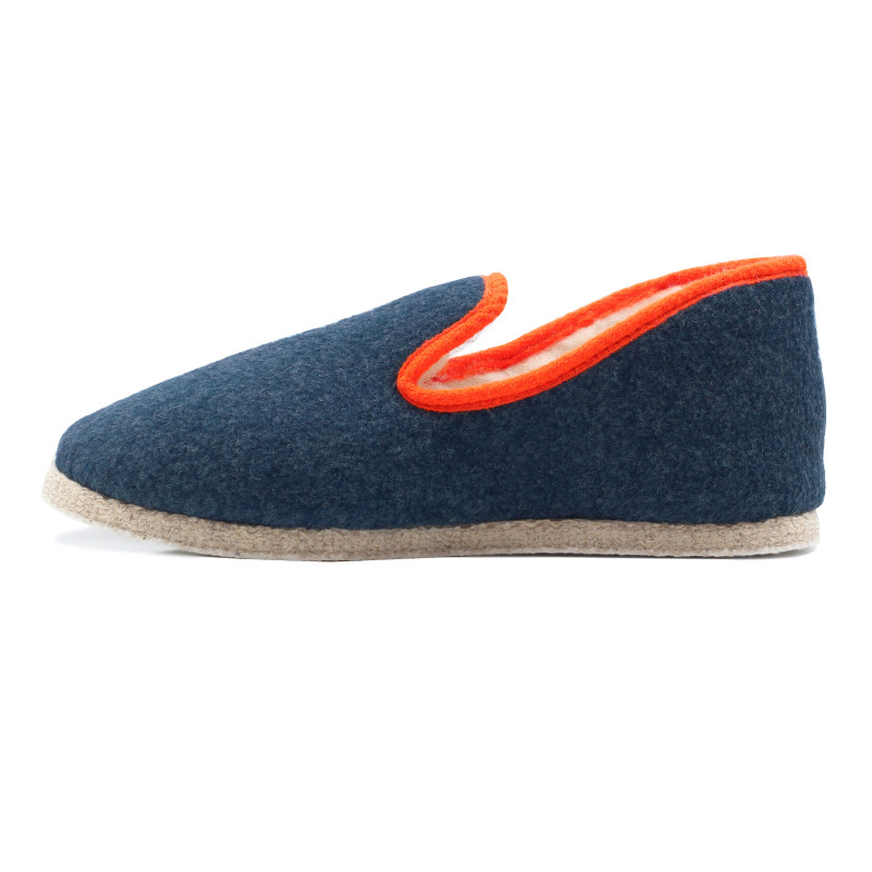 vue interieur charentaises bleu denim orange jules & jenn