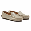 mocassins cuir daim metallise dore jules & jenn