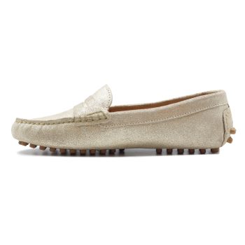 vue interieur mocassins cuir daim metallise dore jules & jenn