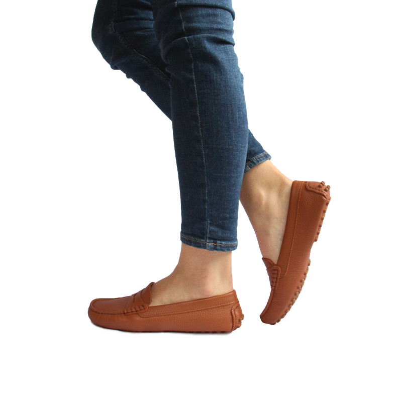 vue portee mocassins cuir graine camel jules & jenn