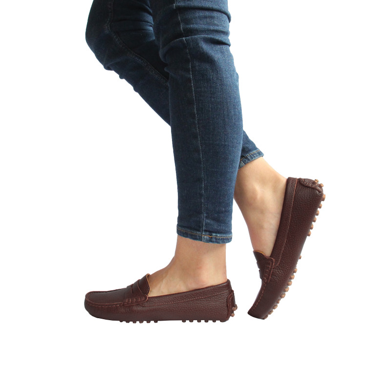 vue portee mocassins cuir graine marron jules & jenn