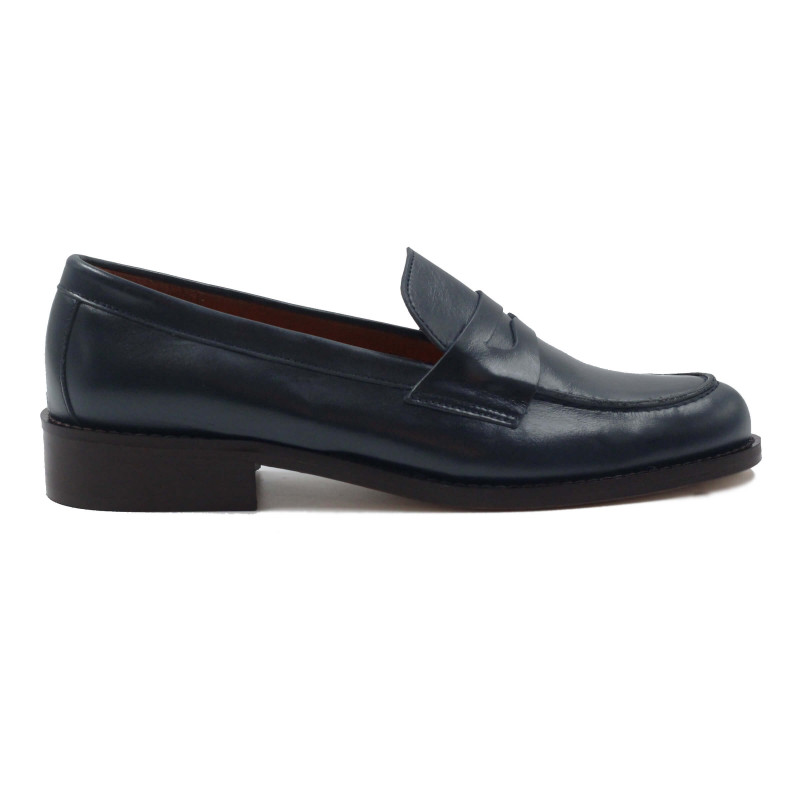 vue exterieur mocassins femme cuir bleu jules & jenn