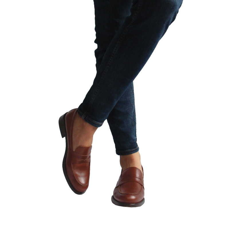 vue portee mocassins femme cuir camel jules & jenn