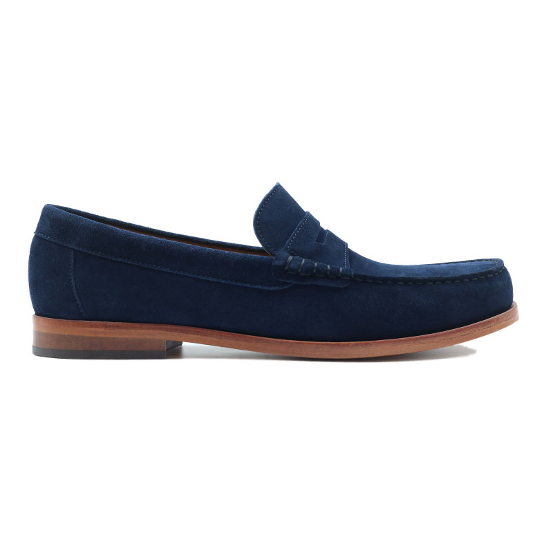 vue exterieur mocassins urbains cuir daim bleu jules & jenn