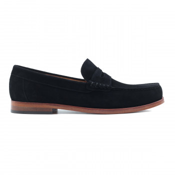 vue exterieur mocassins urbains cuir daim noir jules & jenn