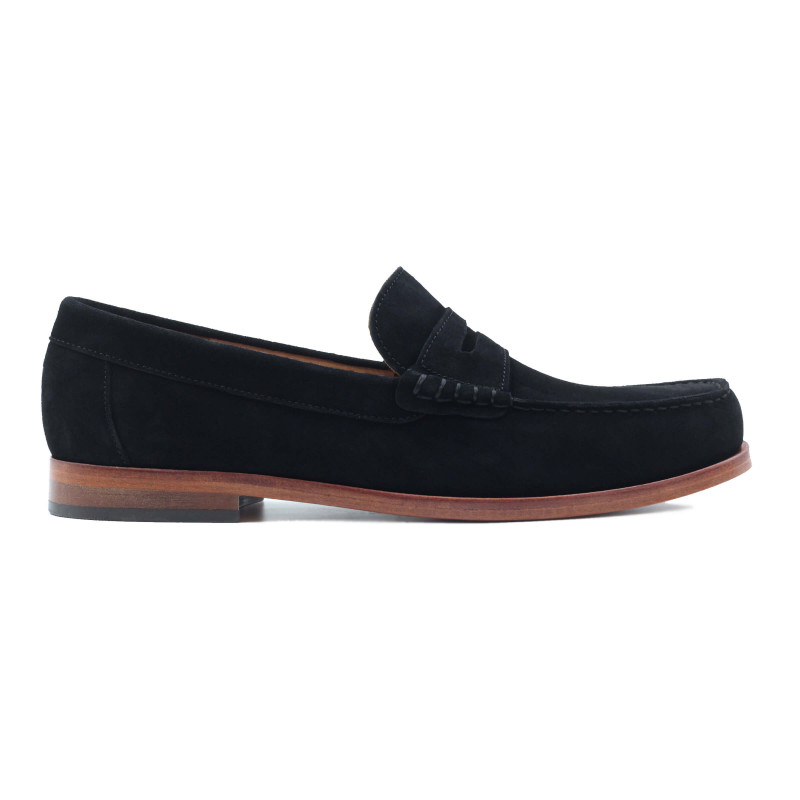 vue exterieur mocassins urbains cuir daim noir jules & jenn