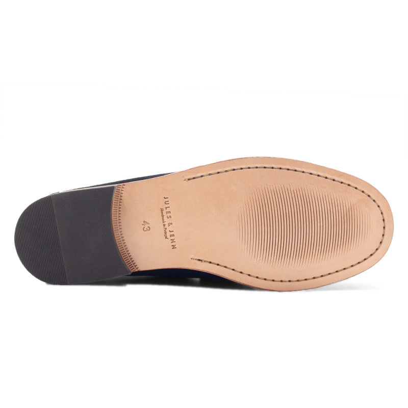 vue dessous mocassins urbains cuir daim noir jules & jenn