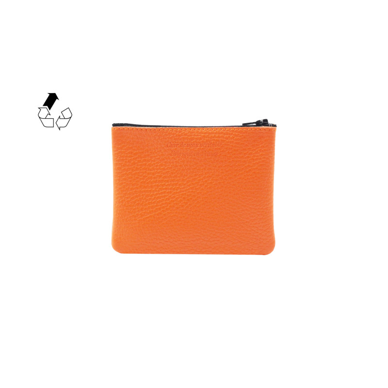 vue arriere pochette cuir graine upcycle orange petit modele jules & jenn