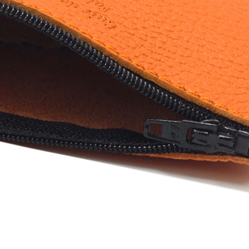 vue interieur pochette cuir graine upcycle orange petit modele jules & jenn