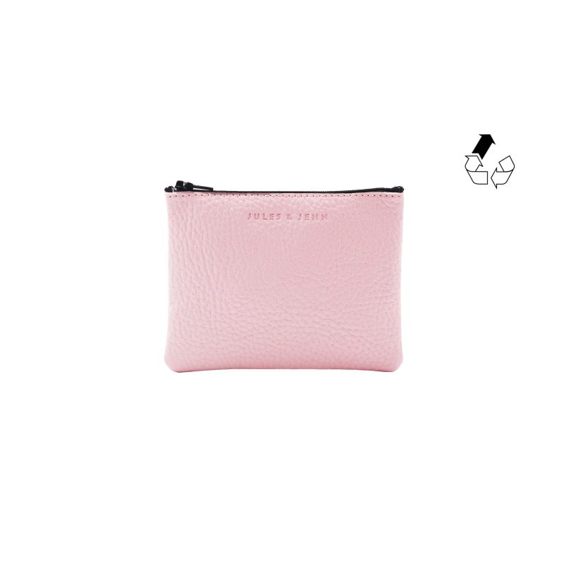 pochette cuir graine upcycle rose petit modele jules & jenn