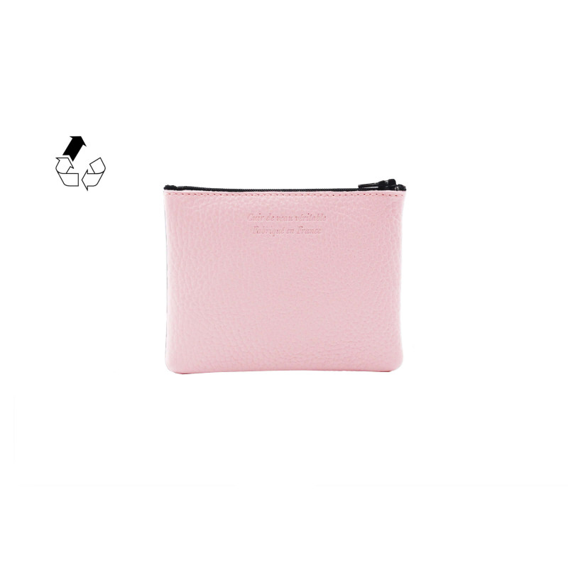 vue arriere pochette cuir graine upcycle rose petit modele jules & jenn