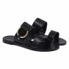 sandales plates boucle cuir noir jules & jenn